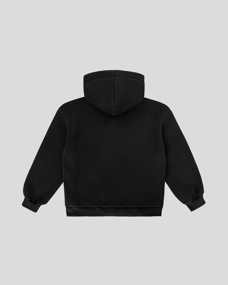 Black frotte hoodie back