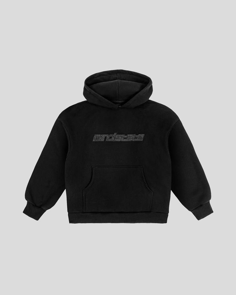 Black frotte hoodie front