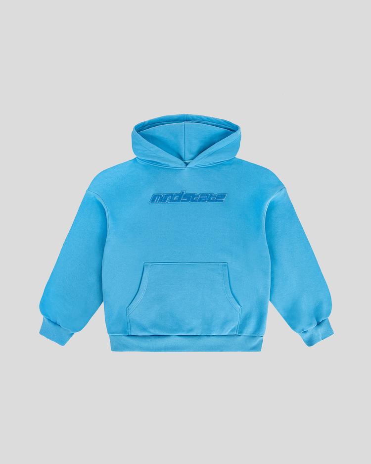 Blue frotte hoodie front