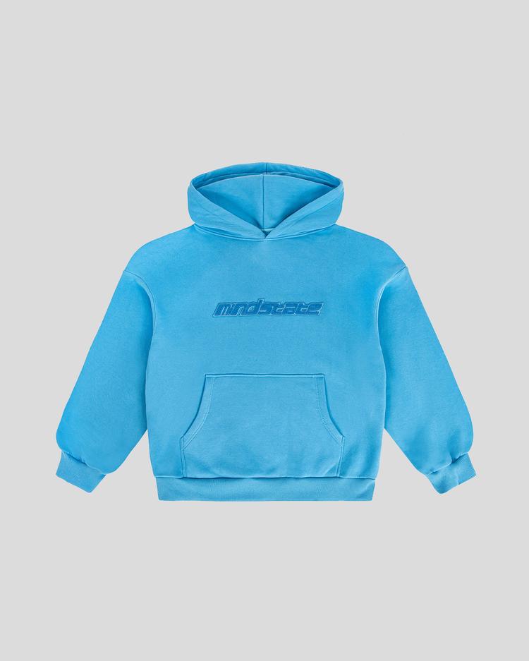 Blue frotte hoodie front