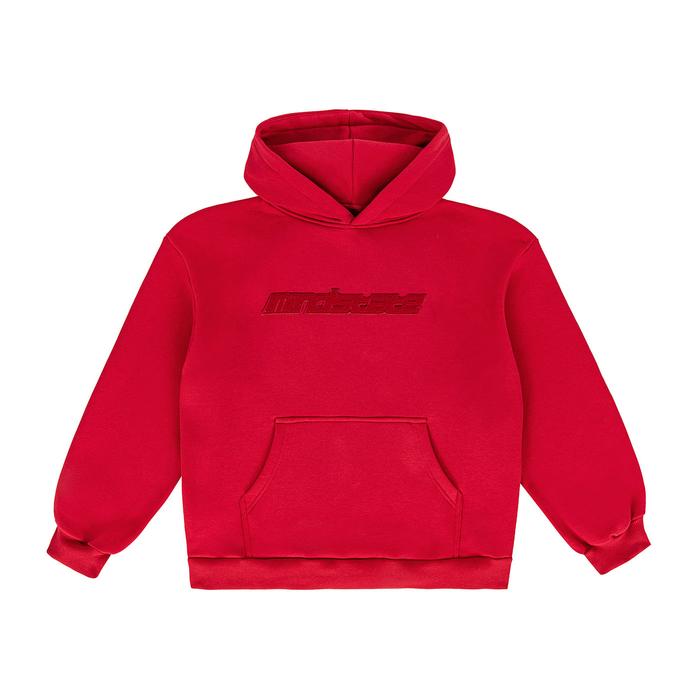 Red frotte hoodie front