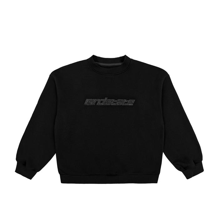 Black frotte crewneck front