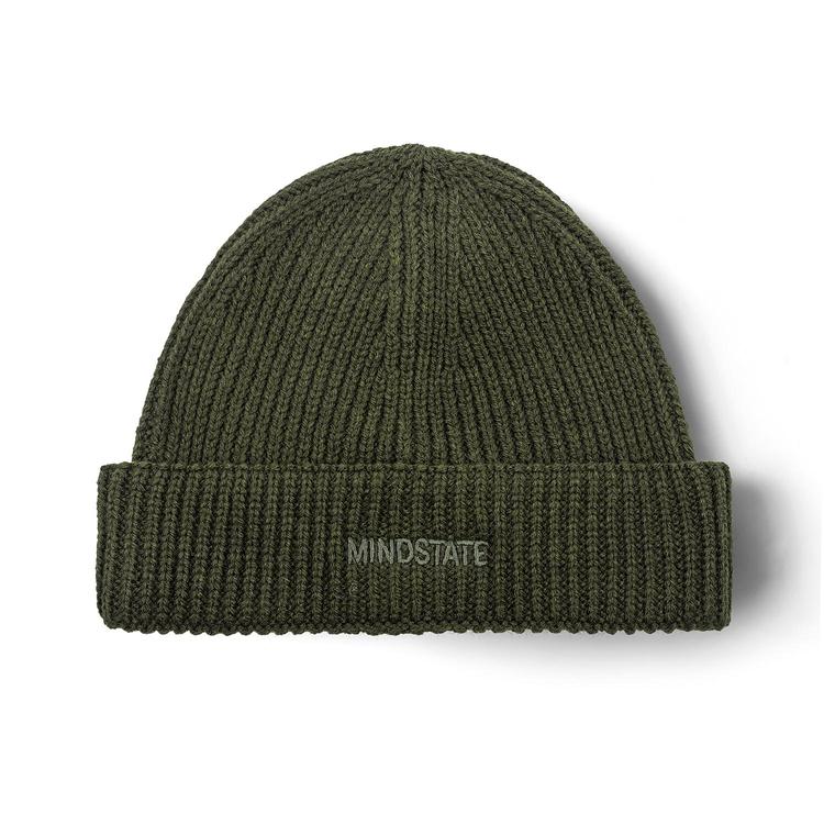 Olive green beanie front