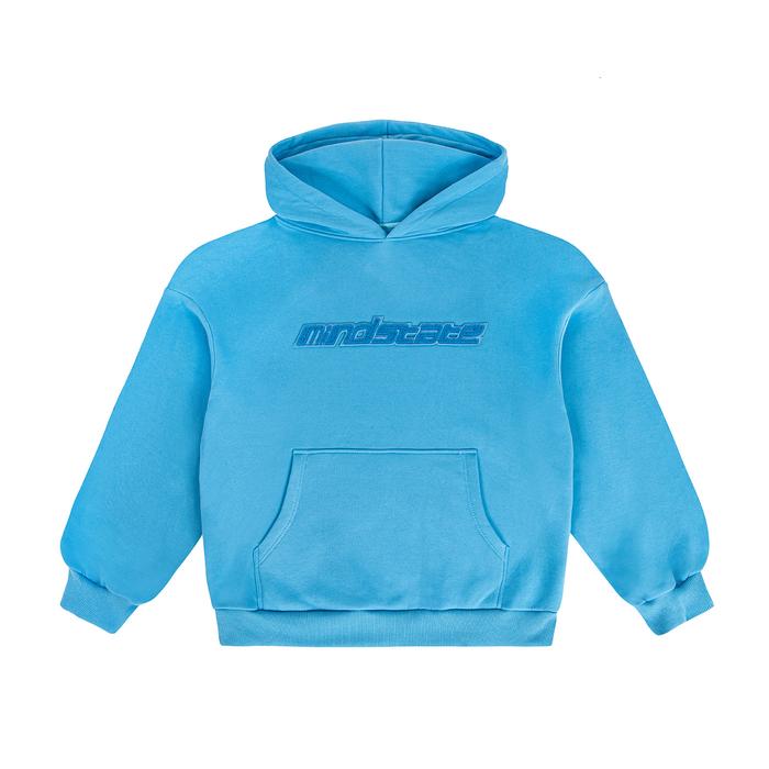 Blue frotte hoodie front
