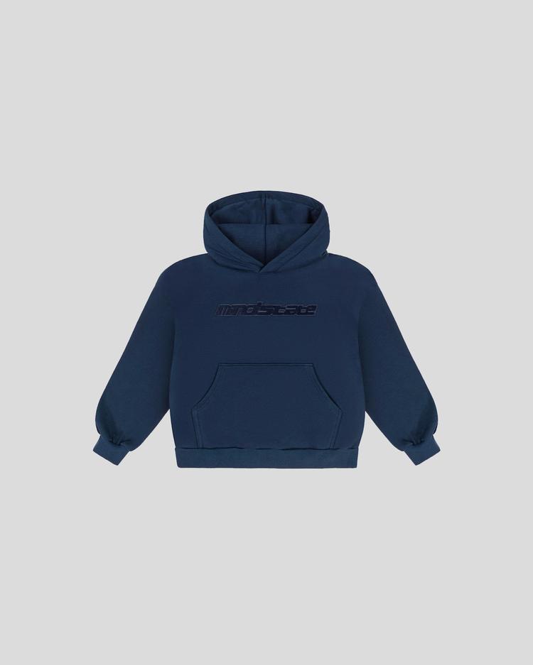 Navy blue frotte hoodie front