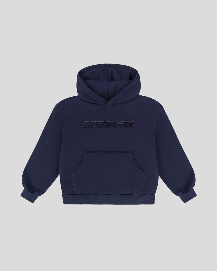 Navy blue frotte hoodie front