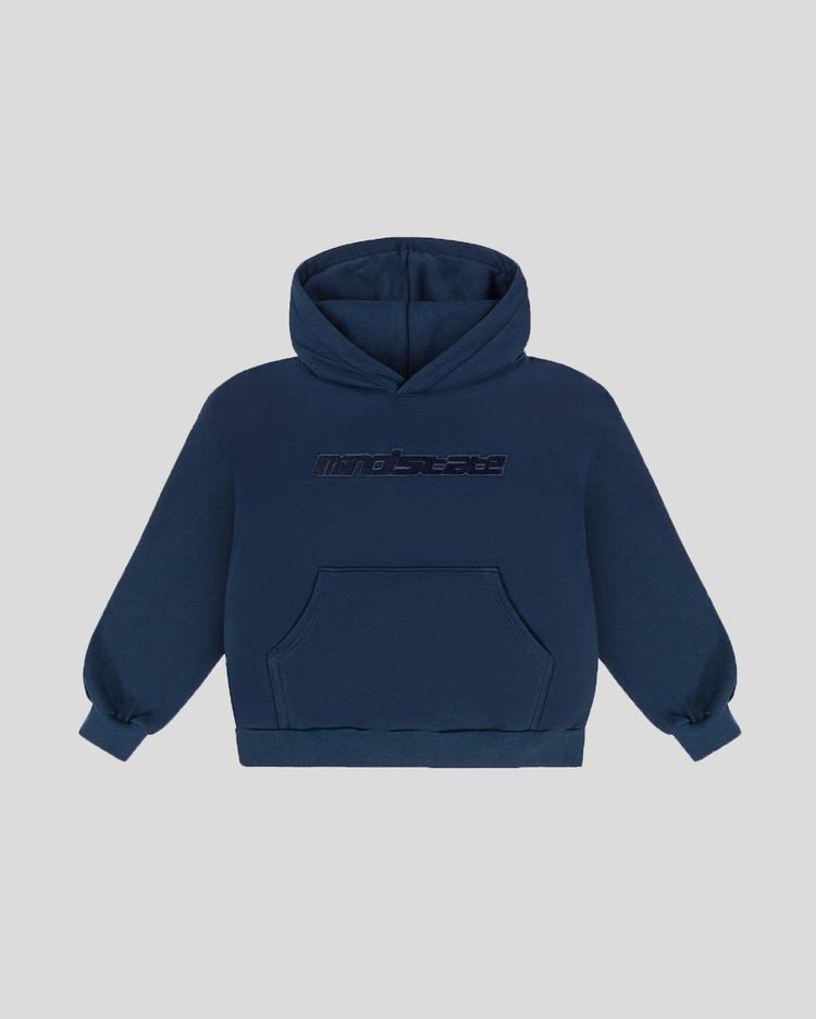 Navy blue frotte hoodie front