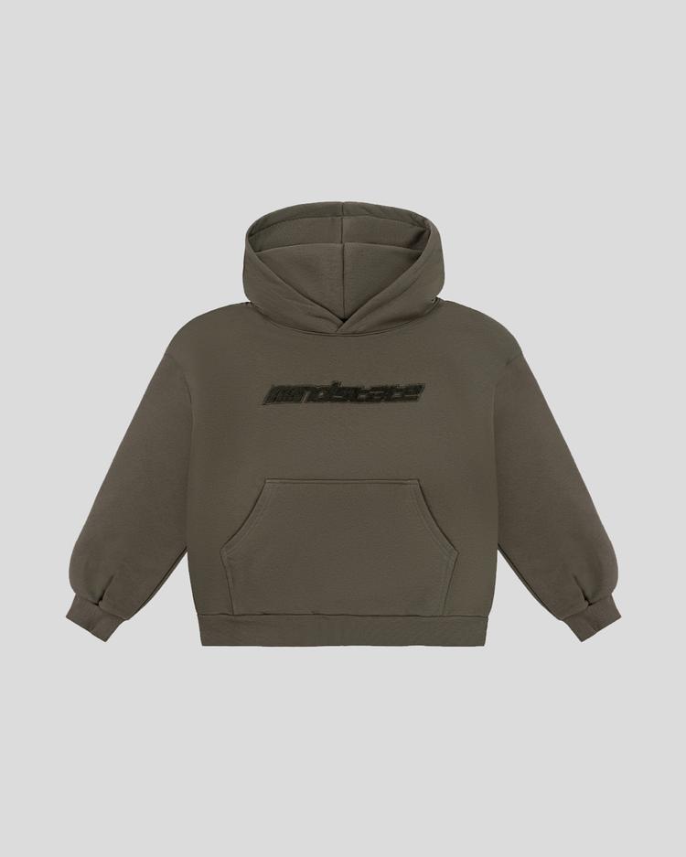 Olive frotte hoodie front