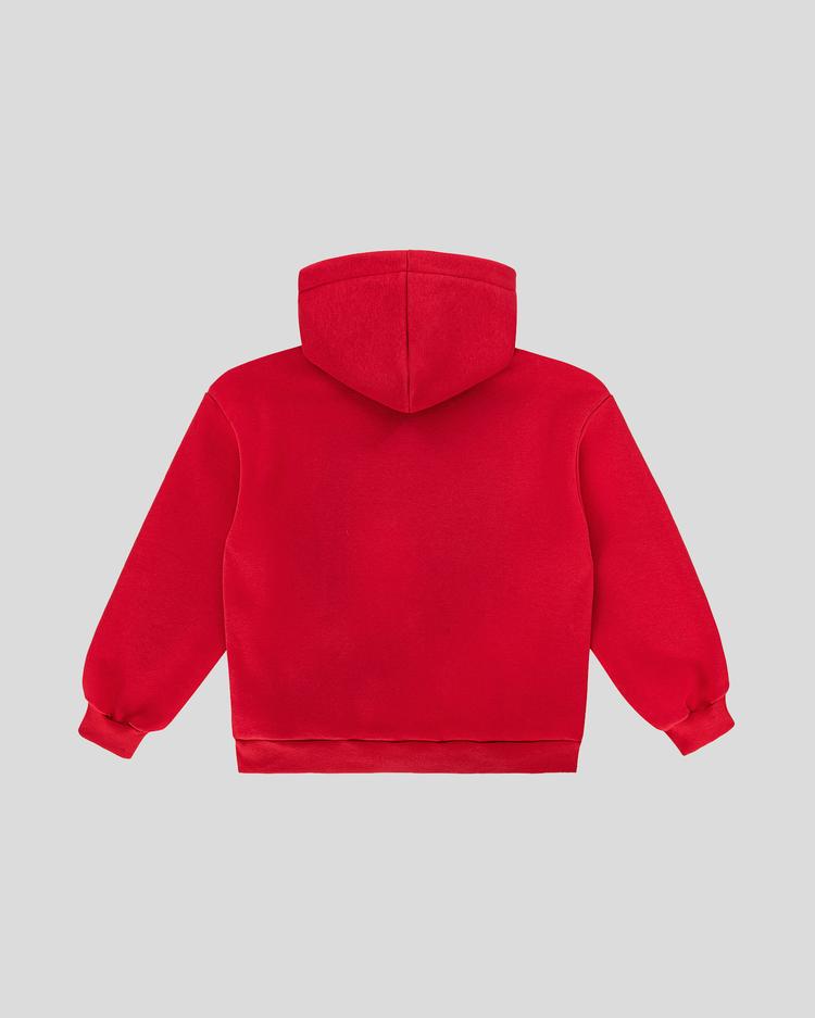 Red frotte hoodie back