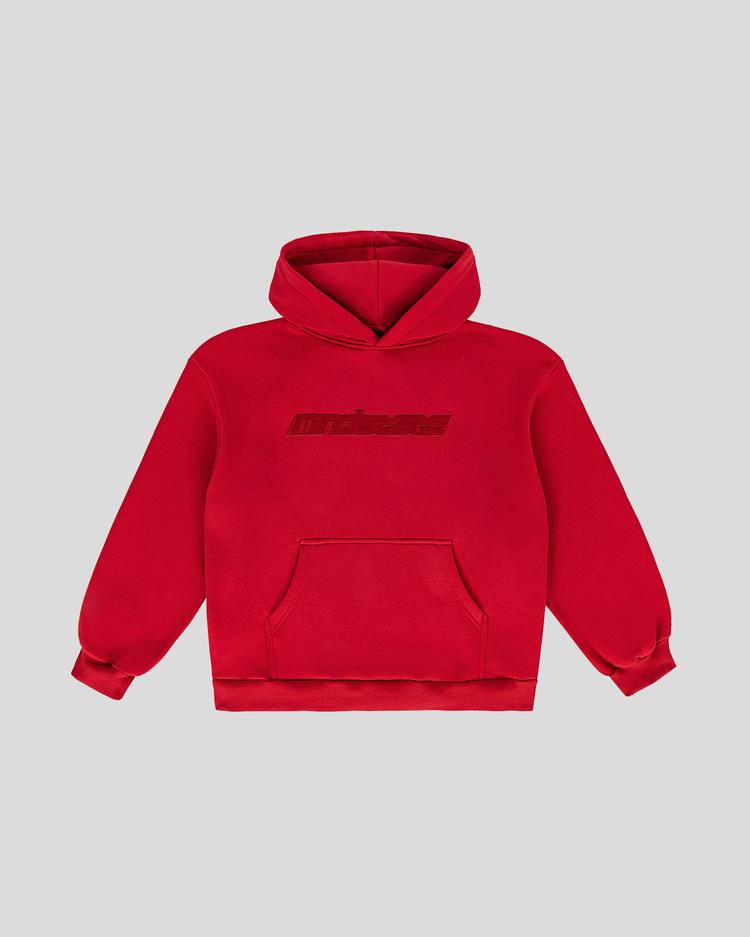 Red frotte hoodie front